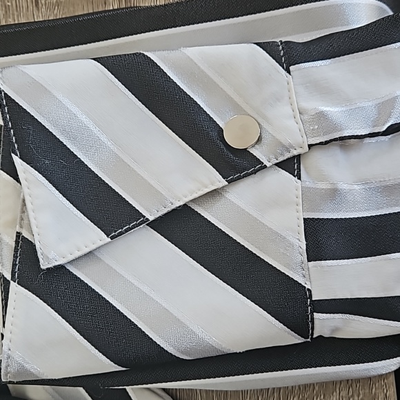 Black, white, silver, stripe blouse - Picture 8 of 8